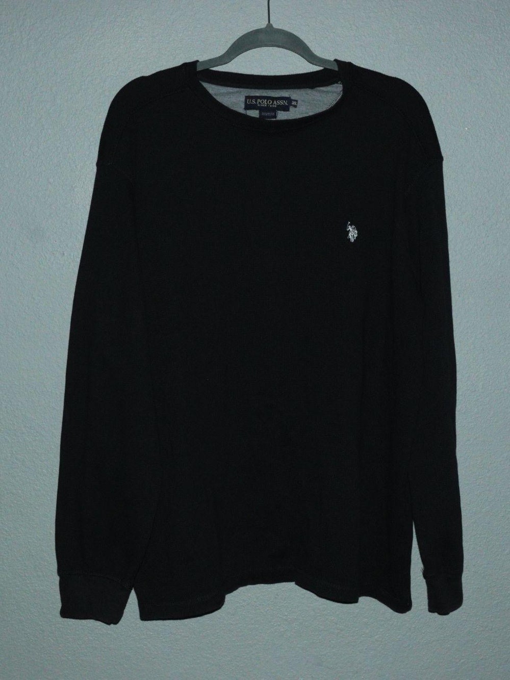 U.S. Polo Assn. Black Crewneck Sweatshirt with Small White Polo Logo